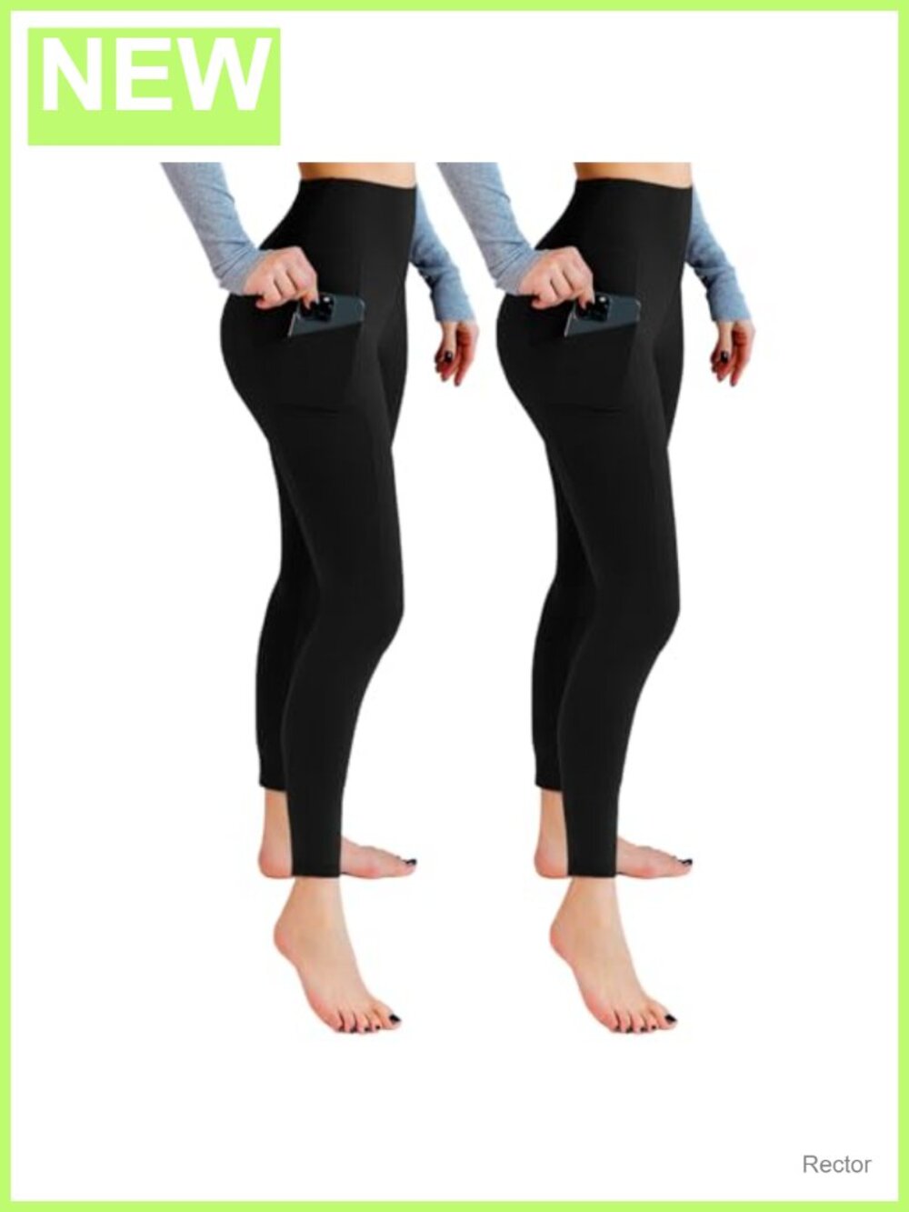 2-Pack High Waist Leggings with Side Pockets Polyester Elastane Yoga Pants